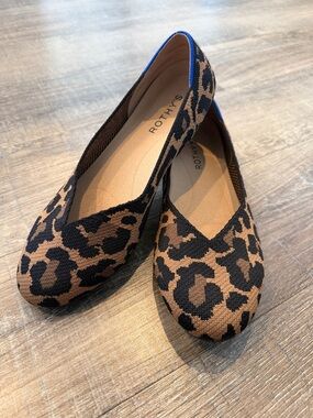 Rothy's Leopard-Print Knit Ballet Flats in Brown and Black